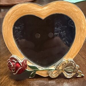 Gorham Gold Heart Frame with Red Rose Accent